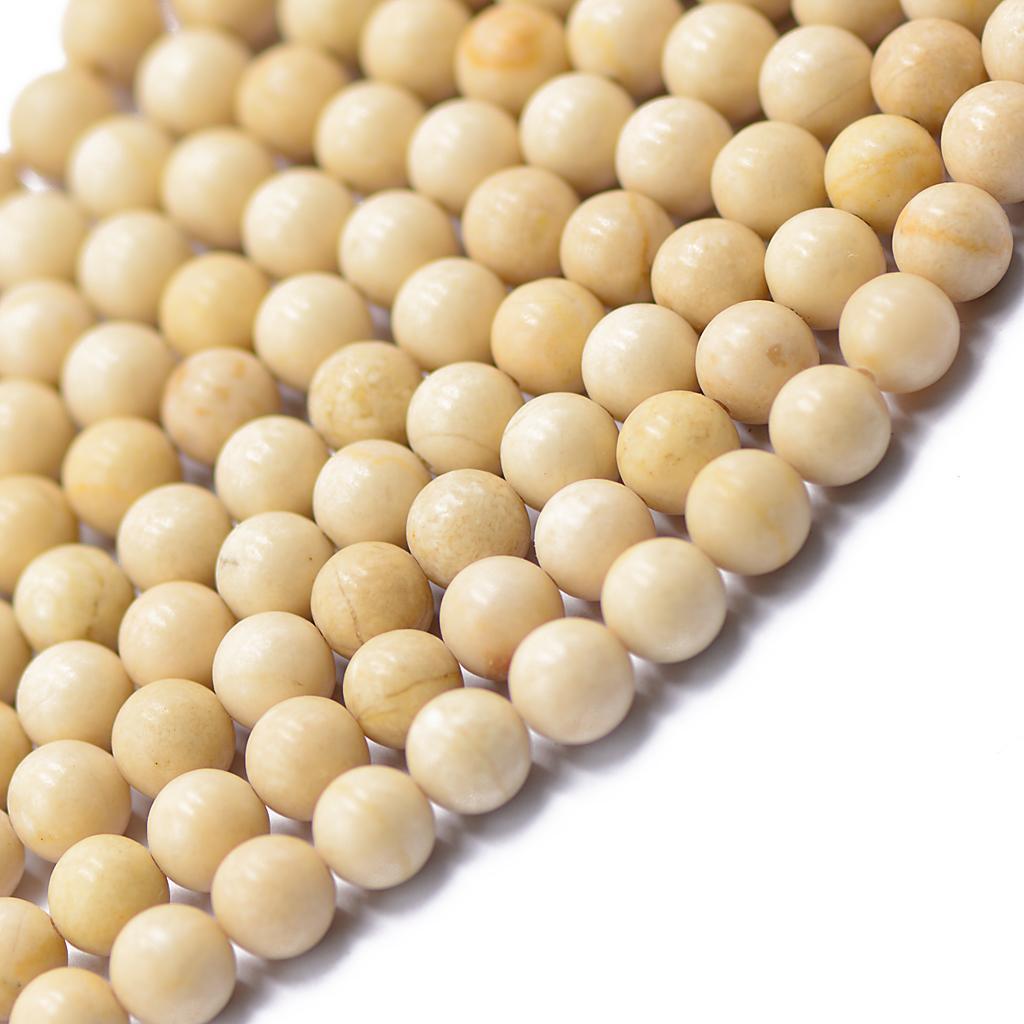 8mm Cream Round Gemstone Loose Beads Strand 15.5" Jewelry Finding