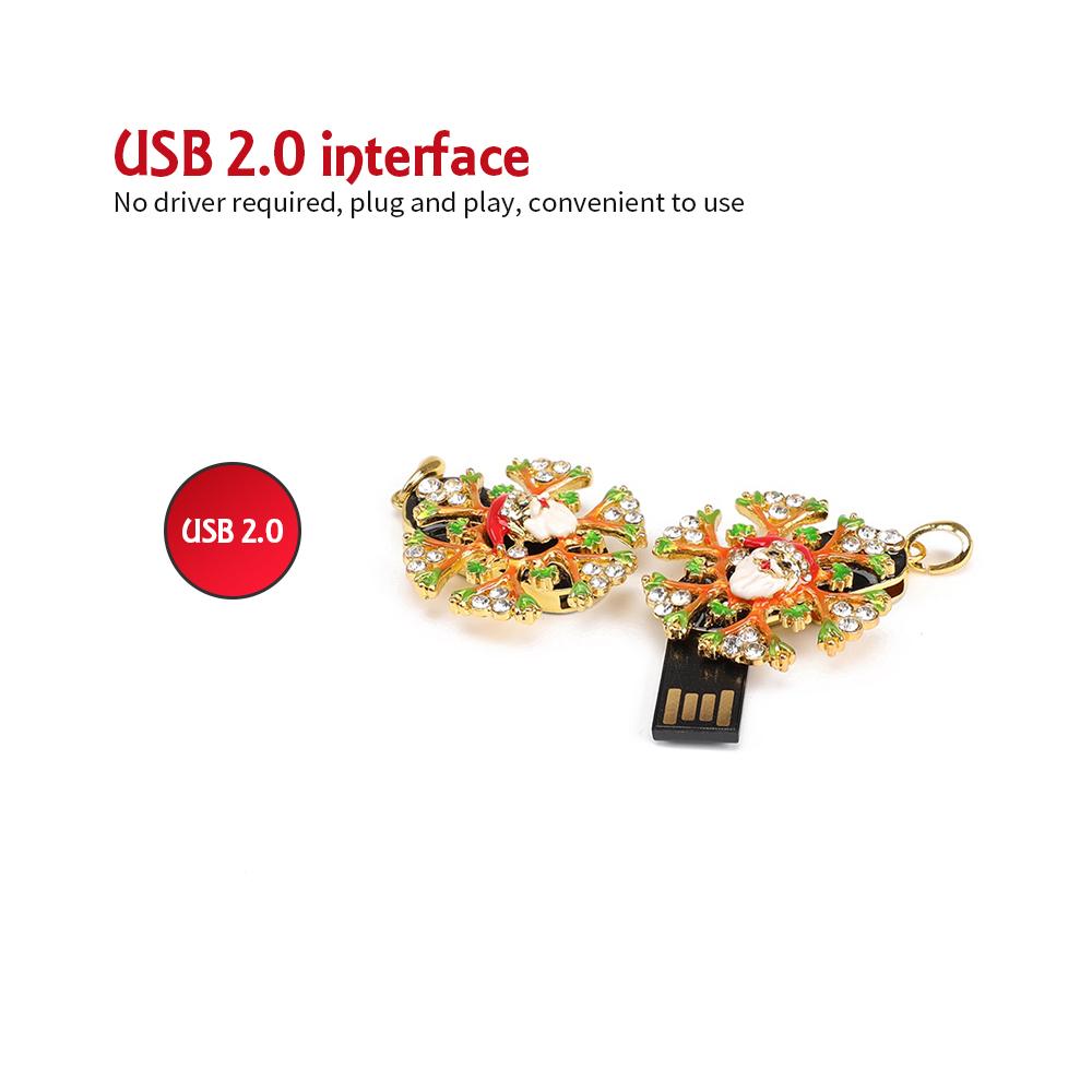 Đĩa USB 2.0 phong cách Giáng sinh sáng tạo, Truyền tốc độ cao Crystal Snowflakes