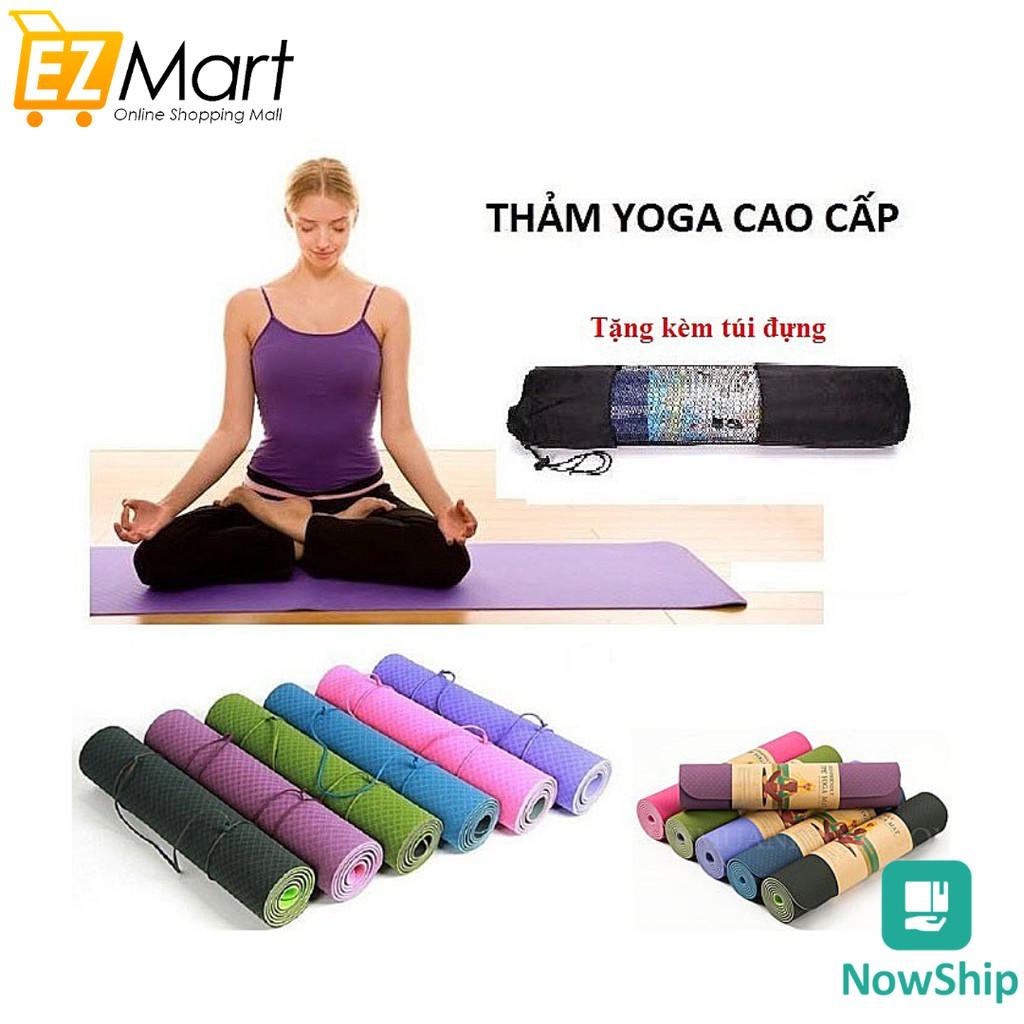 Thảm tập YOGA, GYM 6mm. Chống trượt tập thể dục TPE 2 lớp không mùi, Hàng có bảo hành