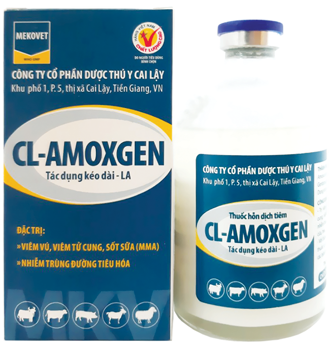 Thuốc hỗn dịch tiêm CL-AMOXGEN 20ml tác dụng kéo dài-LA chuyên viêm vú viêm tử cung, sốt sữa