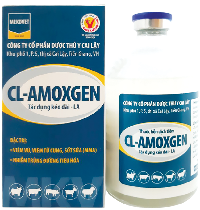 Thuốc hỗn dịch tiêm CL-AMOXGEN tác dụng kéo dài-LA đặc trị viêm vú viêm tử cung, sốt sữa