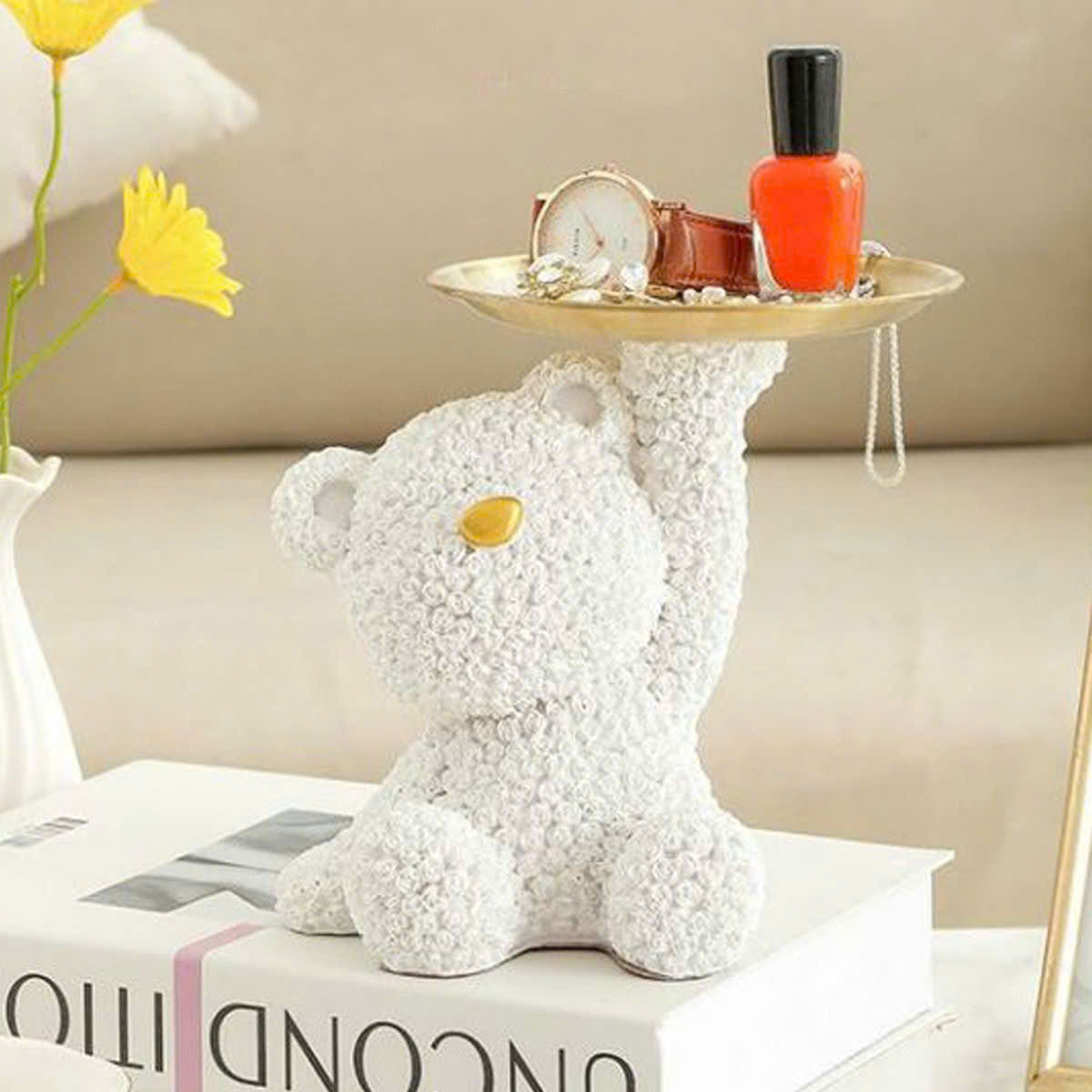 Khay Mứt Trái Cây Đựng Đồ Hình Chú Gấu Hoa Hồng Sang Trọng Khay Decor Đựng Bánh Kẹo Tết Sáng Tạo Trang Trí Nhà Cửa - Hàng Loại 1 - Chính Hãng MINIIN
