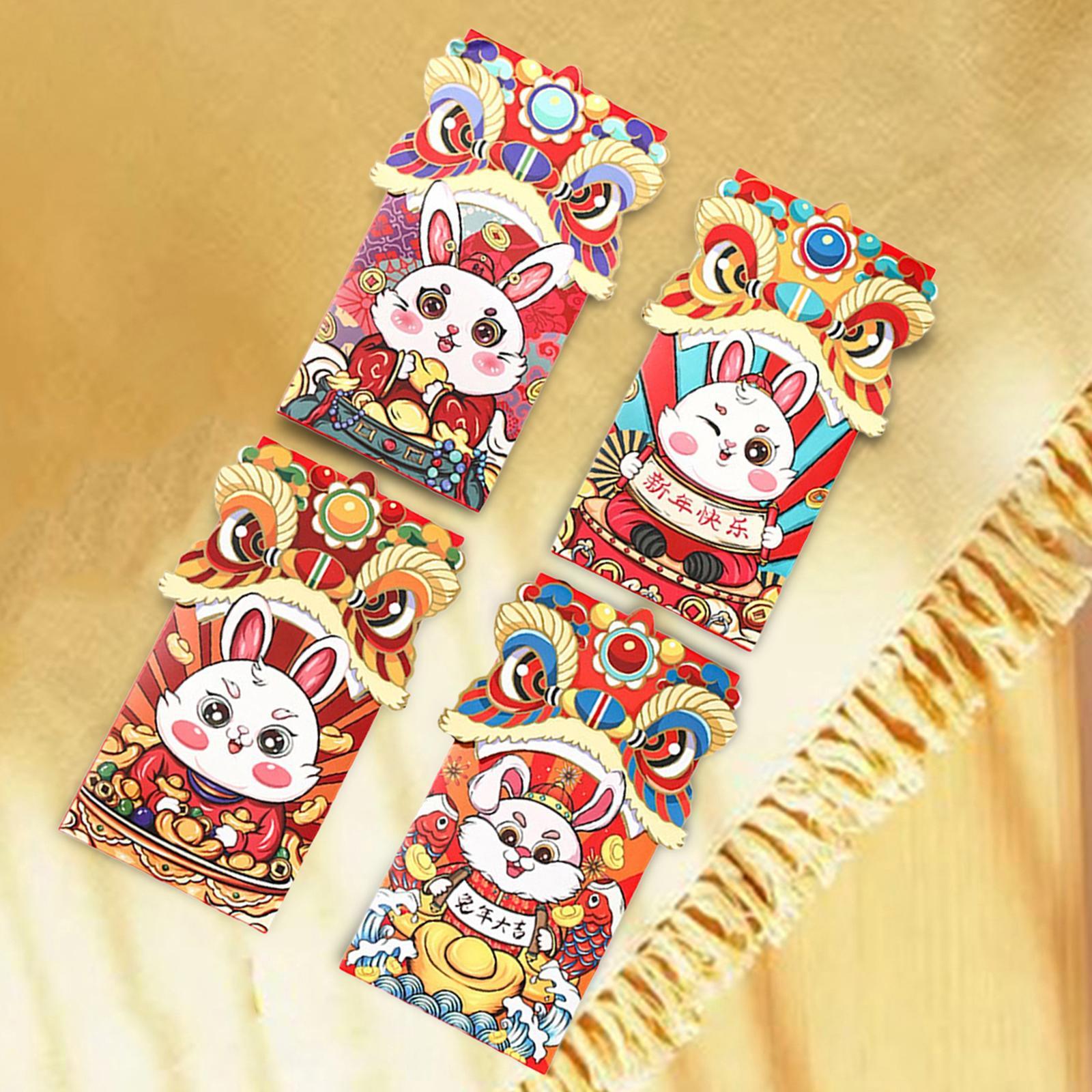 8 Chinese Red Envelopes with Red Pockets for Party, Wedding Gift