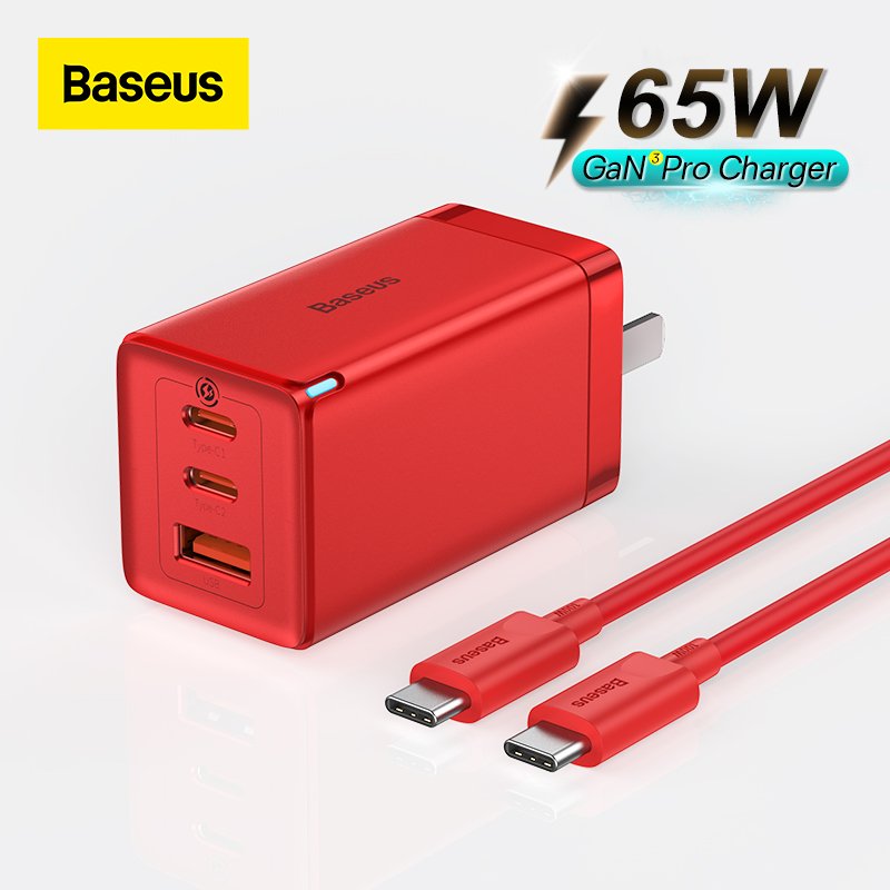 Củ Sạc Nhanh Baseus GaN3 Pro Quick Charger 65W (Type Cx2 + USB , PD3.0/ PPS/ QC4.0/ SCP/ FCP Multi Quick Charge Protocol, New Upgrade Technology) - Hàng Chính Hãng