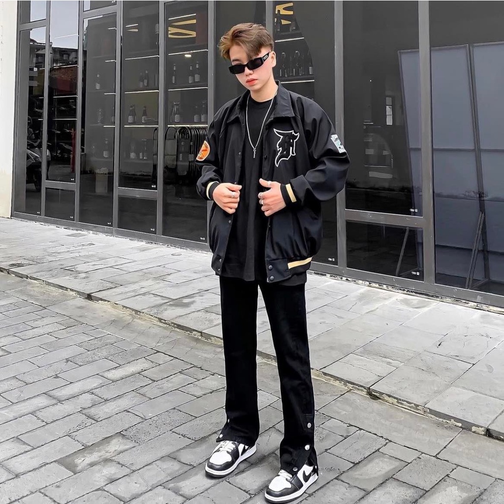 Áo khoác bomber Essential Manuel nam nữ chất dù oversize form rộng bóng chày unisex - Gin Store