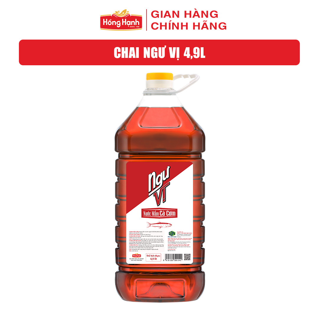 Nước mắm truyền thống Phú Quốc Hồng Hạnh Ngư Vị dung tích 4,9 lít - Kho nấu tiết kiệm