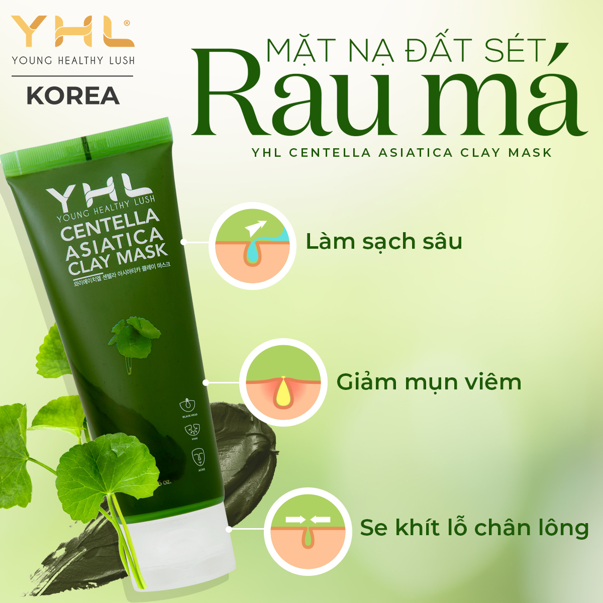 Mặt Nạ Đất Sét Rau Má YHL
