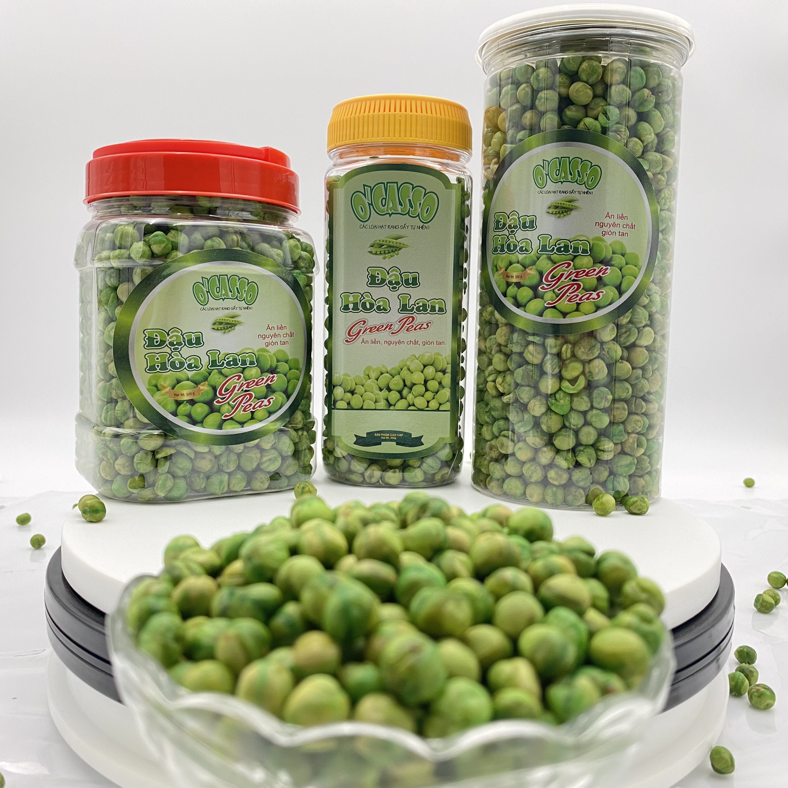 Đậu Hòa lan Sấy Giòn Vị Muối OCasso Hộp nắp Thiếc