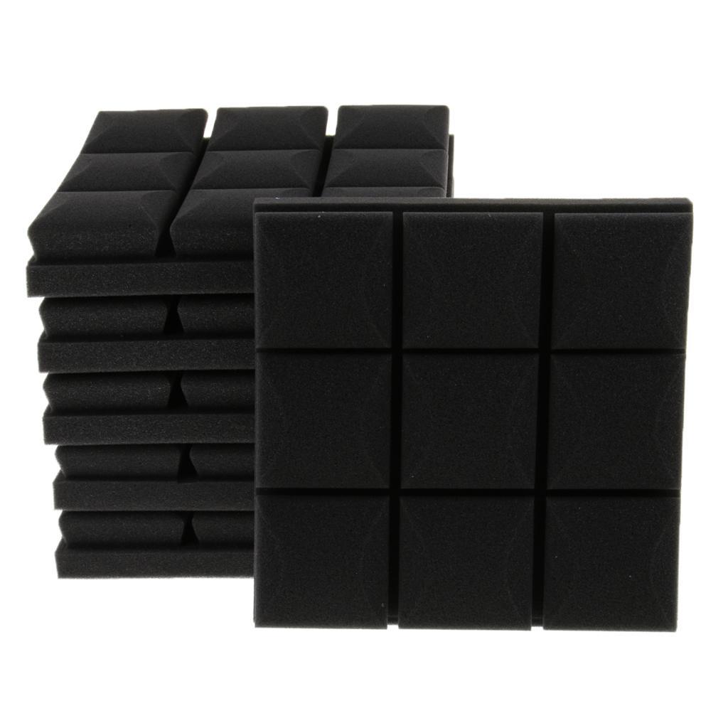 6pcs Acoustic Foam Sound Absorption Panels for Home Audio Equipment Black