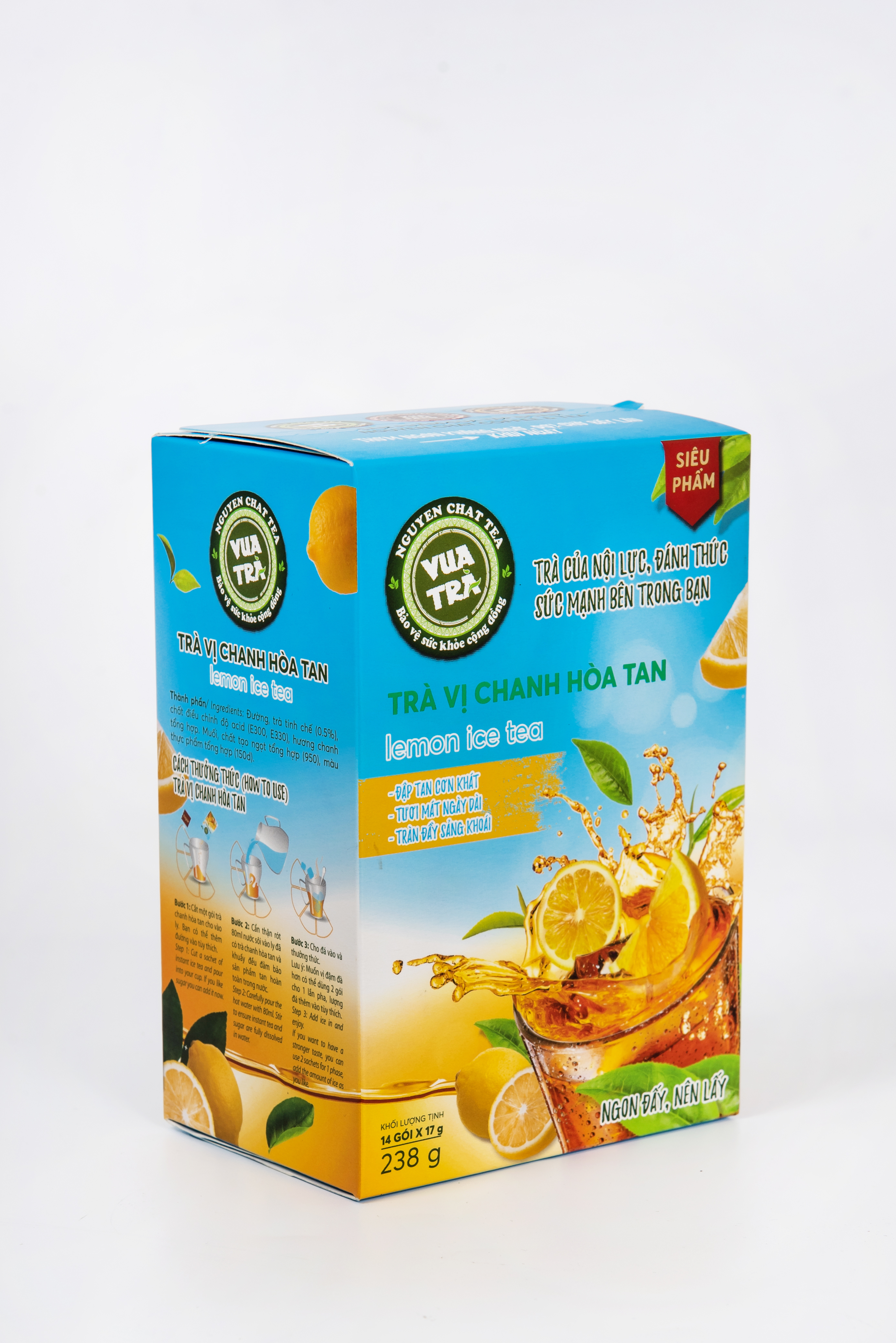 Trà chanh hòa tan giải khát VUA TRÀ tươi mát, cung cấp Vitamin C cho năng lượng ngày dài - 238g