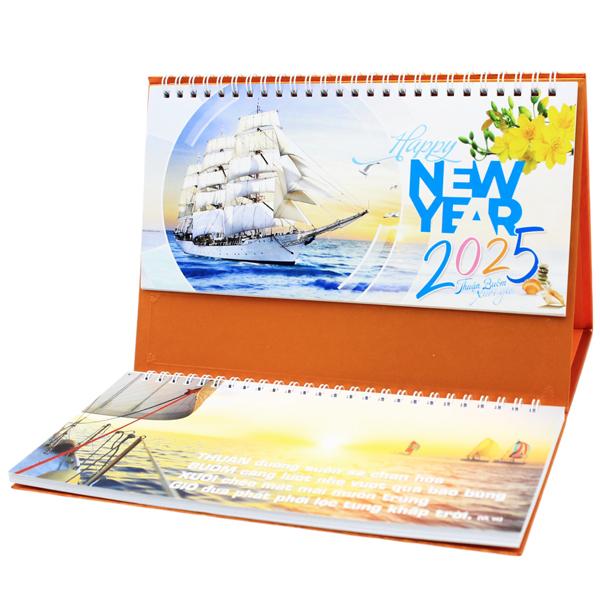 Lịch Bàn 2025 Có Note - Thuận Buồm Xuôi Gió - Văn Lang VL-LB14 - Đế Màu Xanh