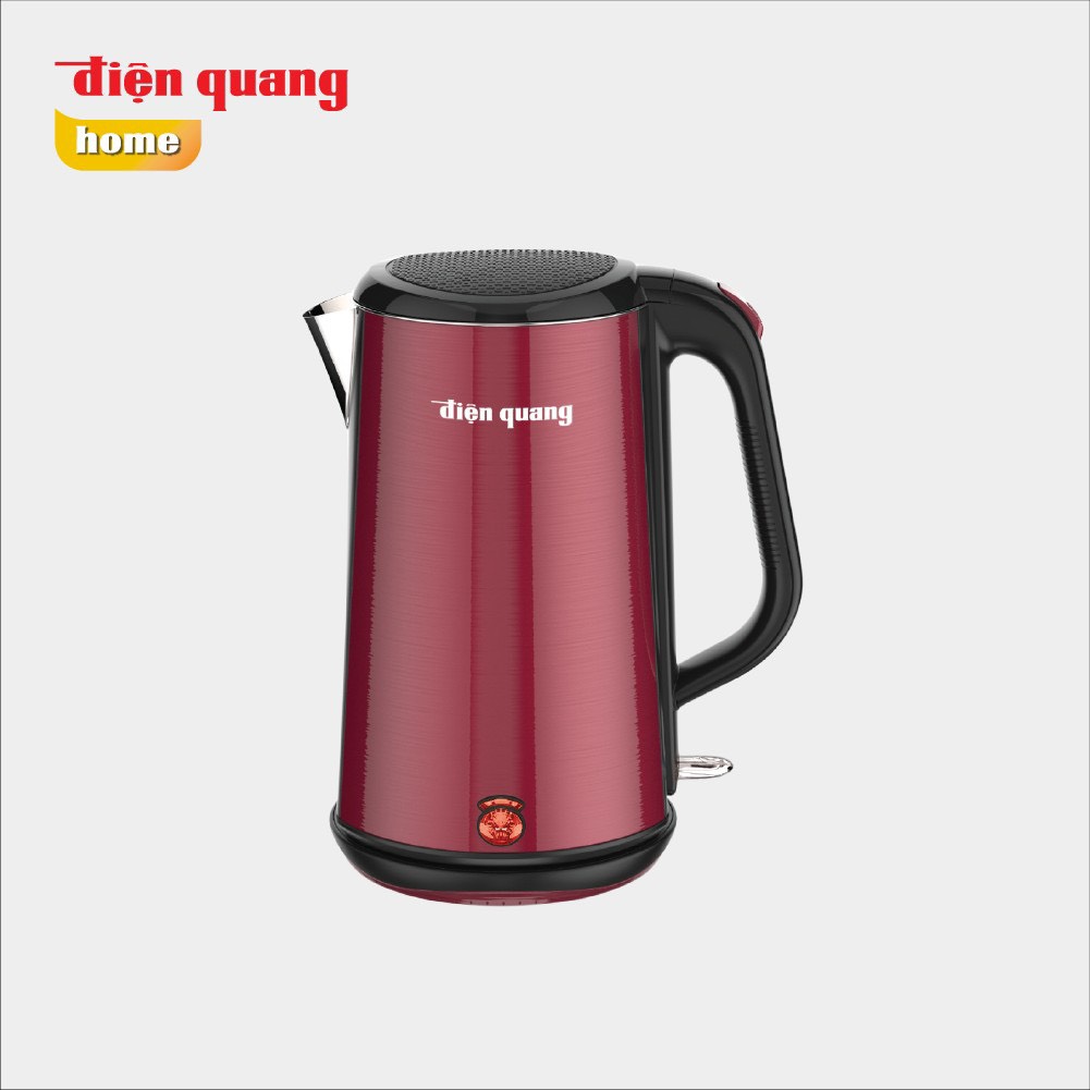 Hàng Chính Hãng Ấm đun nước cao cấp Điện Quang ĐQ EKT08 1818 R (1800W, 1.8L, inox 304, vỏ 3 lớp, màu đỏ)