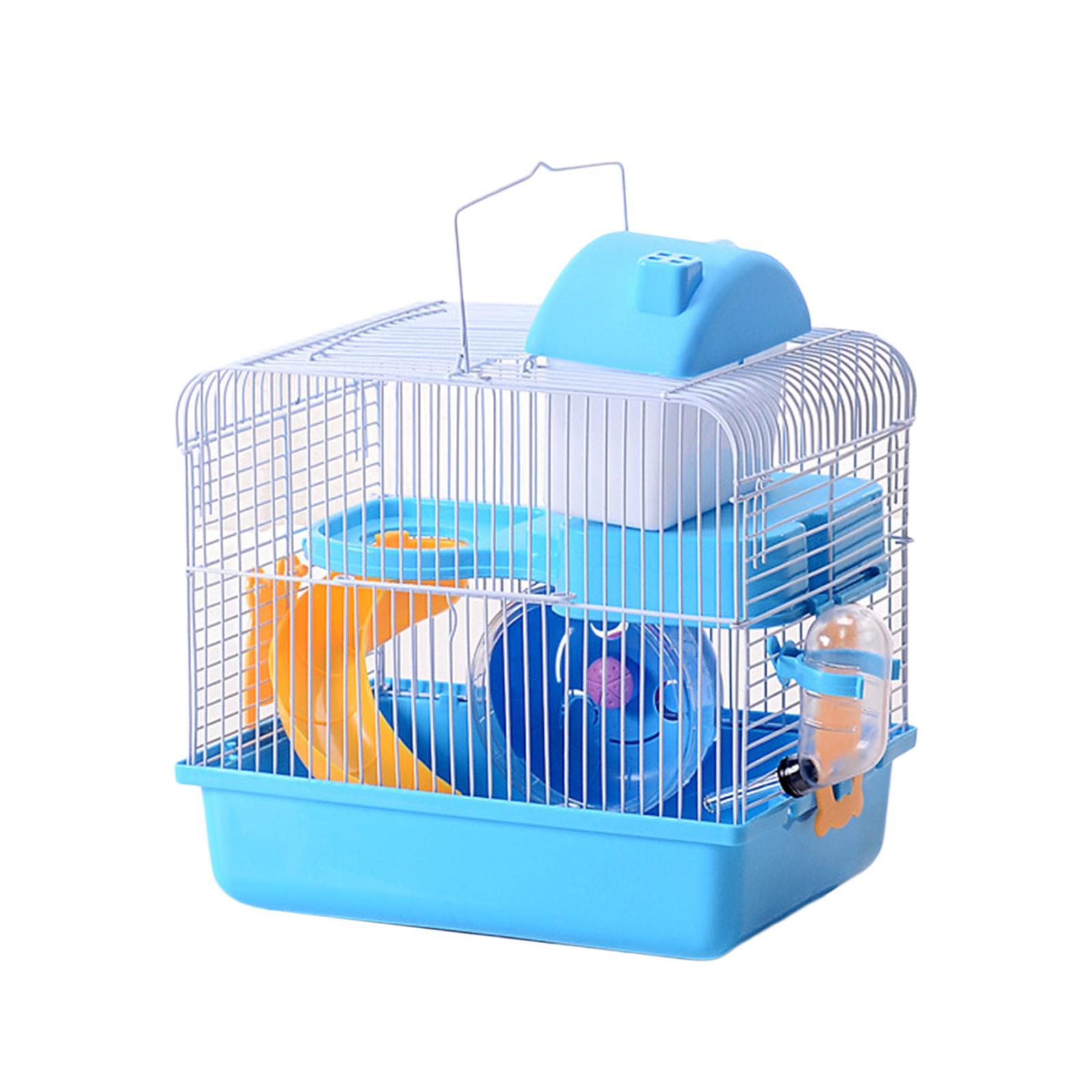 2 Tiers Hamster Cage Habitat Large House Mice Rats Small Animals Light Blue