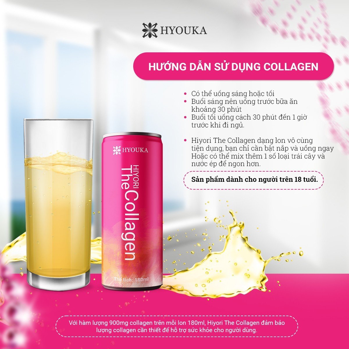 [Hộp 12 lon] Nước Collagen Hiyori thuỷ phân trẻ hoá trắng da, Nước uống đẹp da