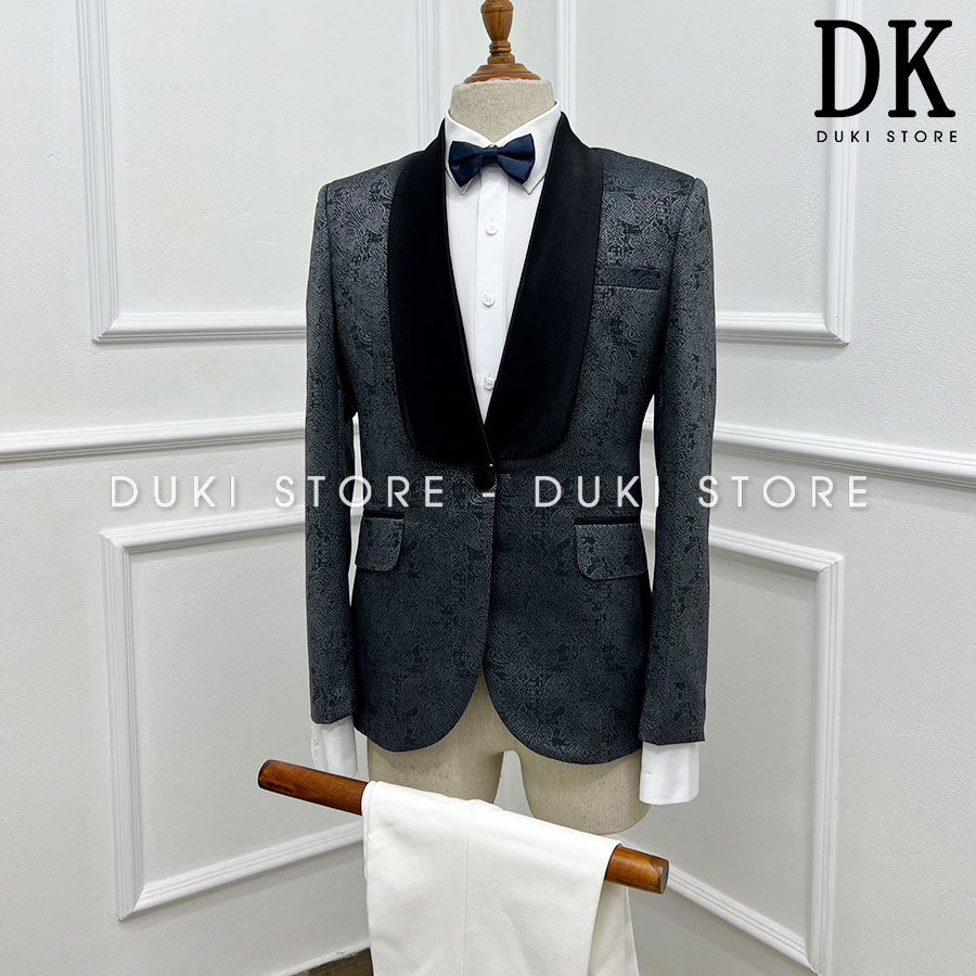 Bộ vest nam tuxedo 1 cúc màu đen cực sang DKA0126 - DUKI STORE