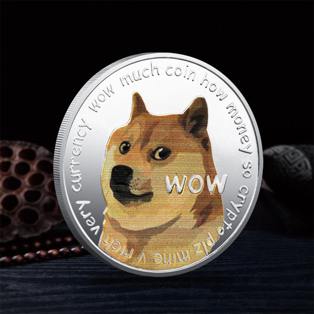 2pcs Kids Decor Silver Dog Commemorative Coins Dogecoin Collectibles Display