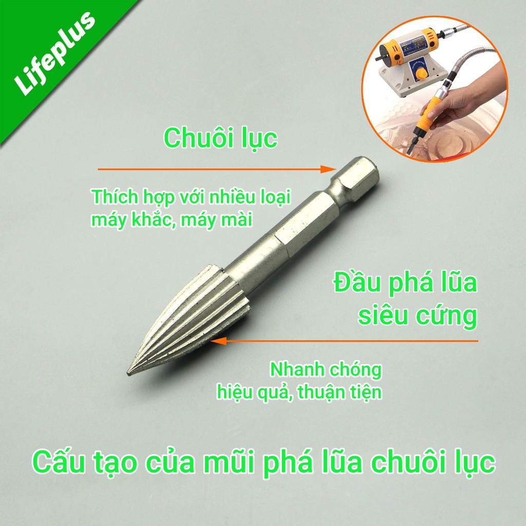 Bộ 5 mũi mài, khắc, mũi phá lũa gỗ chuôi lục cao cấp