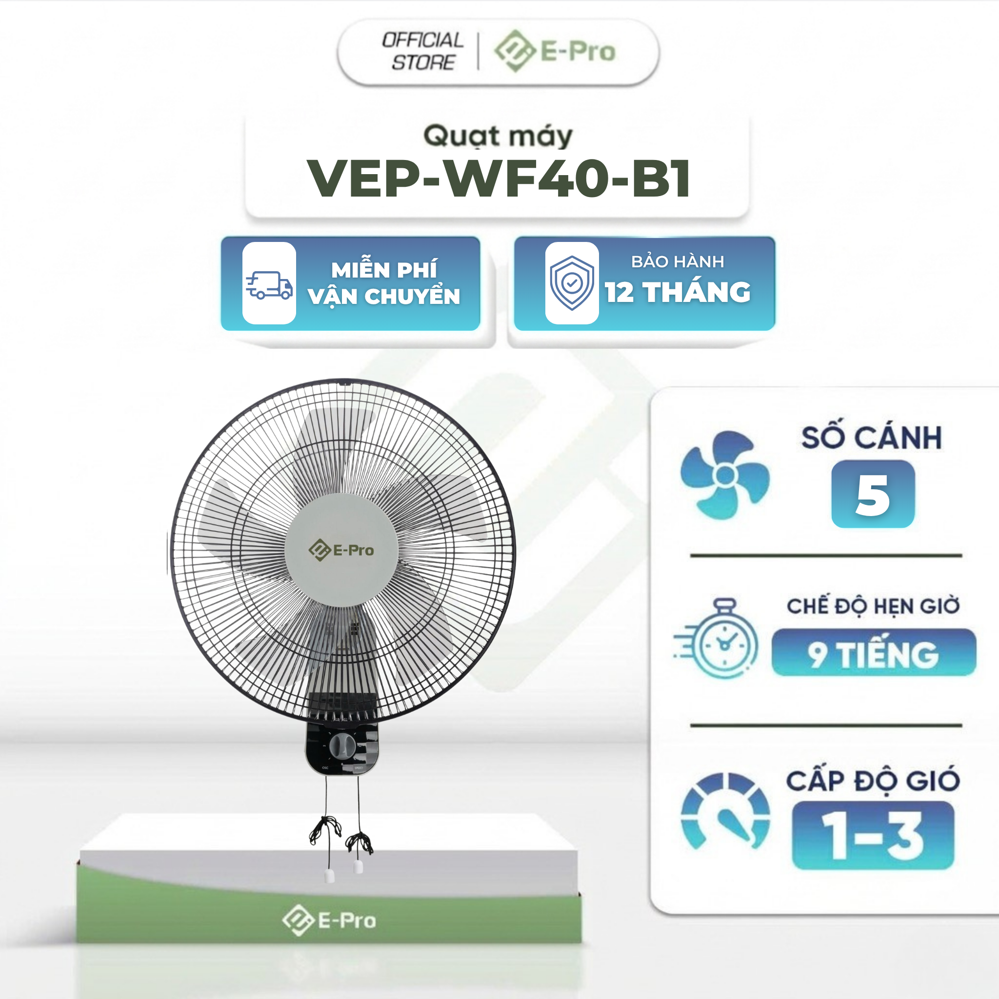 Quạt treo tường E-pro VEP-WF40-B1
