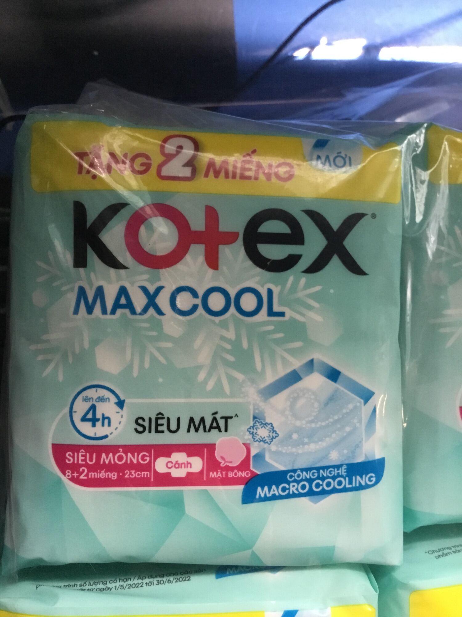 1 Gói Băng Vệ Sinh Kotex Thảo Dược Cool (MaxCool) Dịu Mát 23cm (8 miếng/gói) -Date luôn mới