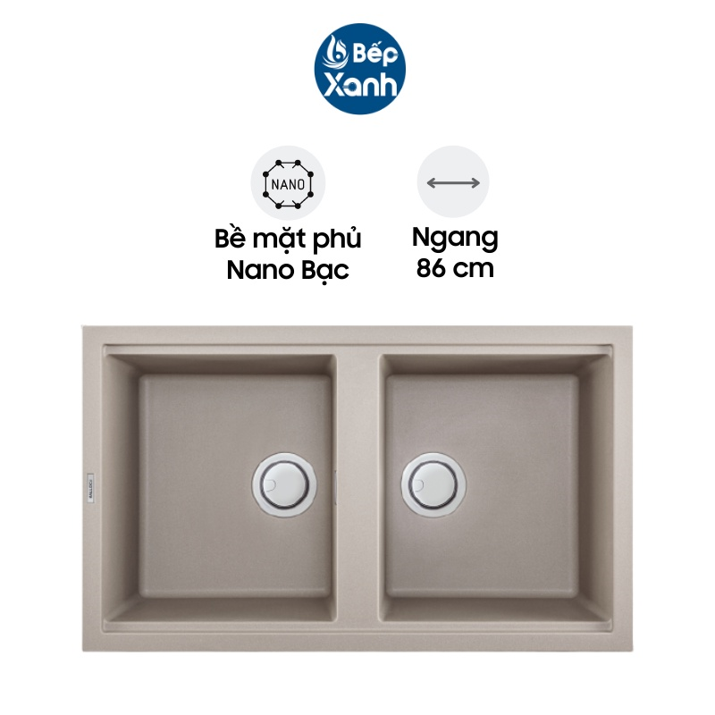 Chậu Rửa Chén Đá Malloca Tortora K-45043 - Ngang 86cm - Phủ Nano Bạc - Hàng Chính Hãng