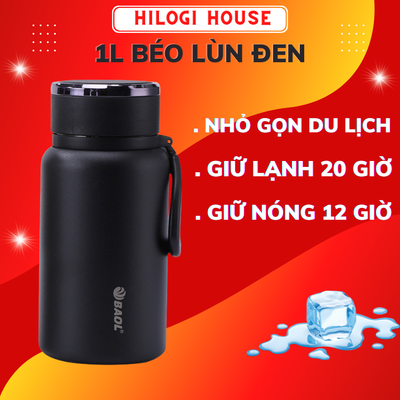 Bình giữ nhiệt 1500ml HiLOGI HOUSE sơn nhám chống trầy xước giữ nhiệt lạnh hơn 24 giờ , giữ nóng hơn 12 giờ , có dây treo