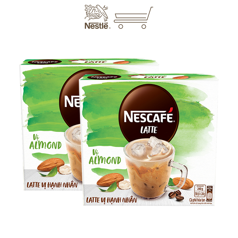 Combo 2 hộp cà phê hòa tan Nescafé Latte sữa hạt vị hạnh nhân