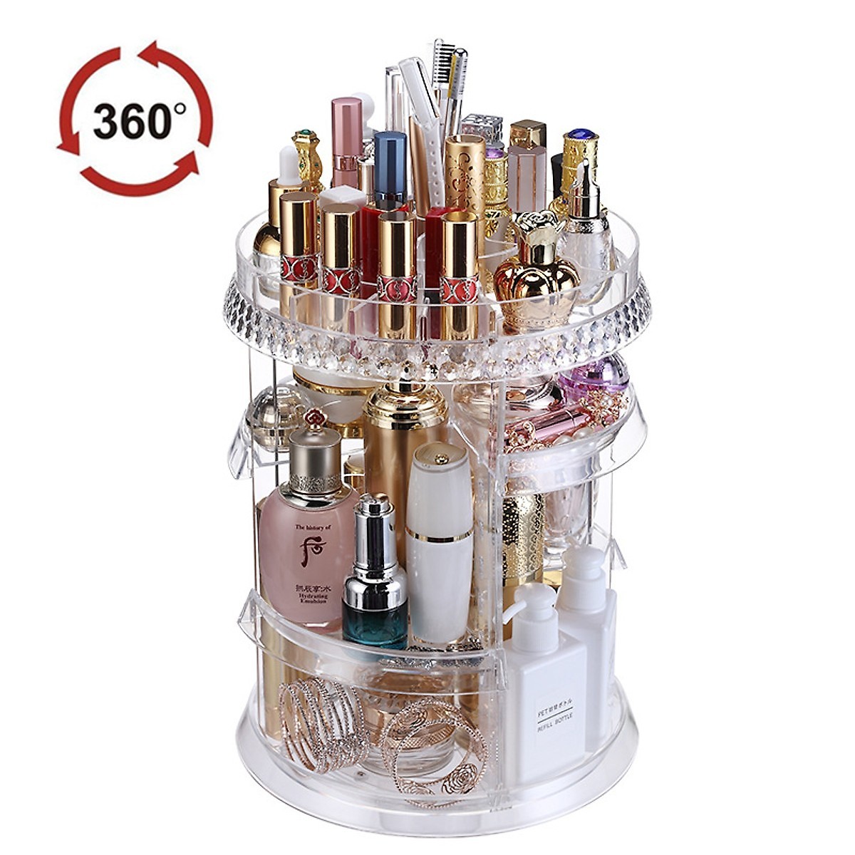 Kệ Đựng Mỹ Phẩm Xoay 360 Độ Cao Cấp Tiện Dụng Cho Phái Đẹp