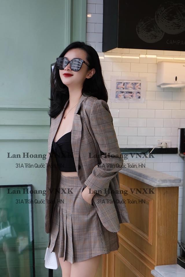 Áo blazer nữ áo vest nữ kẻ chất vải cao cấp