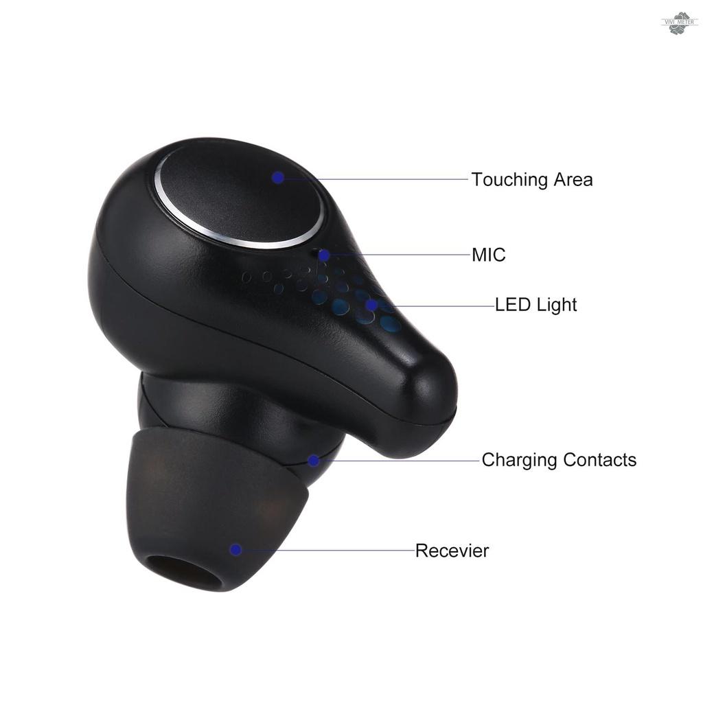 BT 5.0 True Wireless Earbuds with Charging Case TWS Earphone Sport Headset CVC 8.0 Noise Reduction LED Battery Display