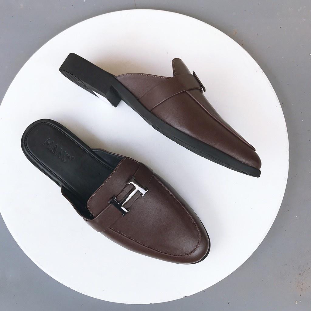 Giày Sục Nam Da Pu Khóa chữ H Trẻ Trung Trẻ Trung Chuẩn Xịn Êm chân S1167