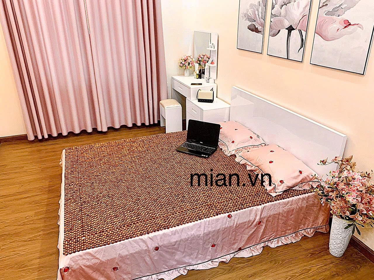 Chiếu Hạt Gỗ Hương Cao Cấp - Kích Thước 2,2mx2m hạt 1.8cm ( video , hình thật )