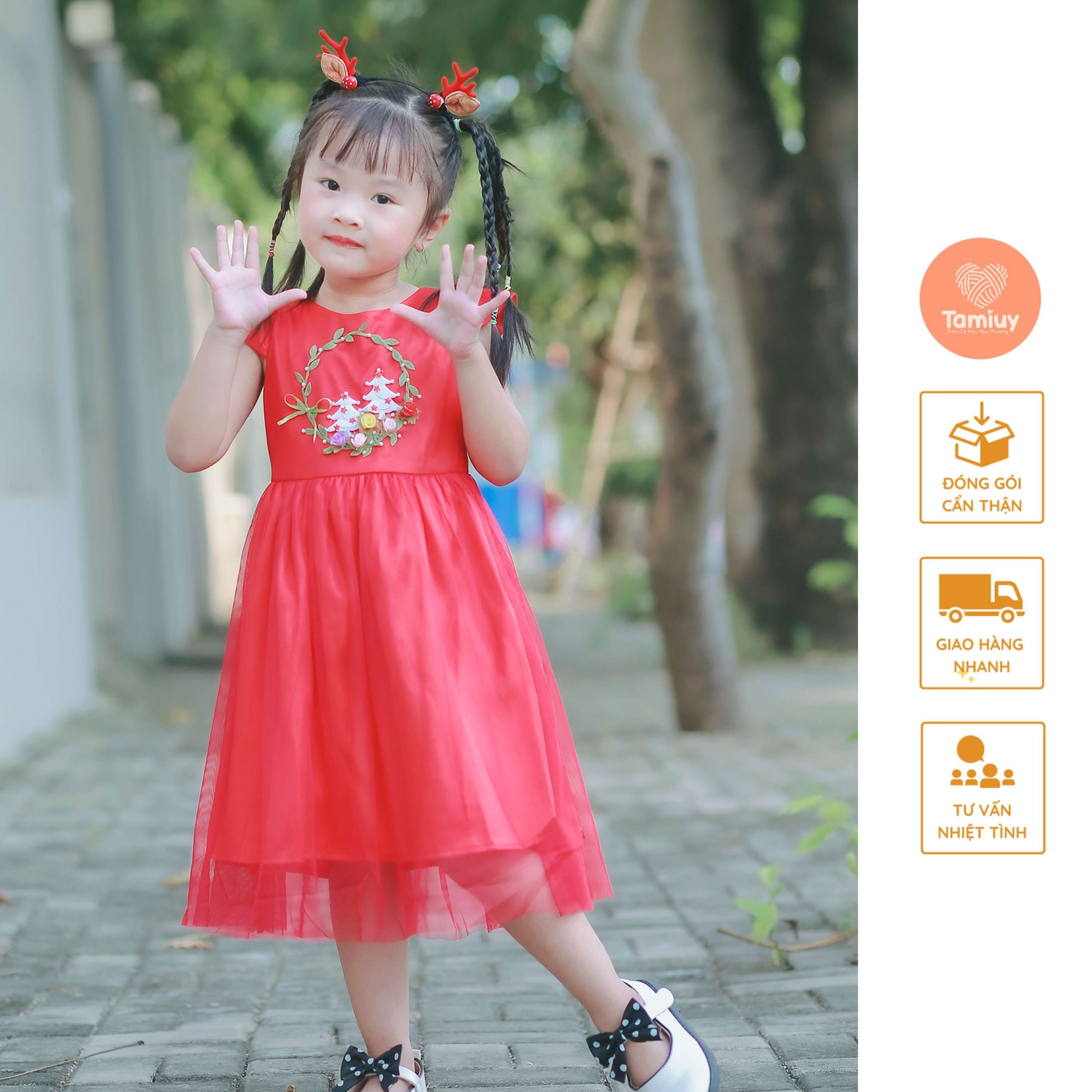 Đầm Xòe Noen Công Chúa Tamiuy Thiết Kế   Cao Cấp Chất Cotton Thoáng Mát  Cho Bé Gái Từ 1-10 Tuổi
