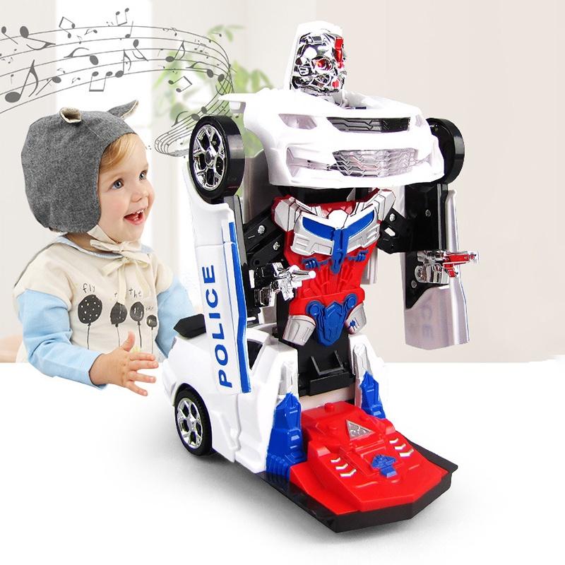Đồ chơi trẻ em ô tô cảnh sát biến hình robot có nhạc và đèn