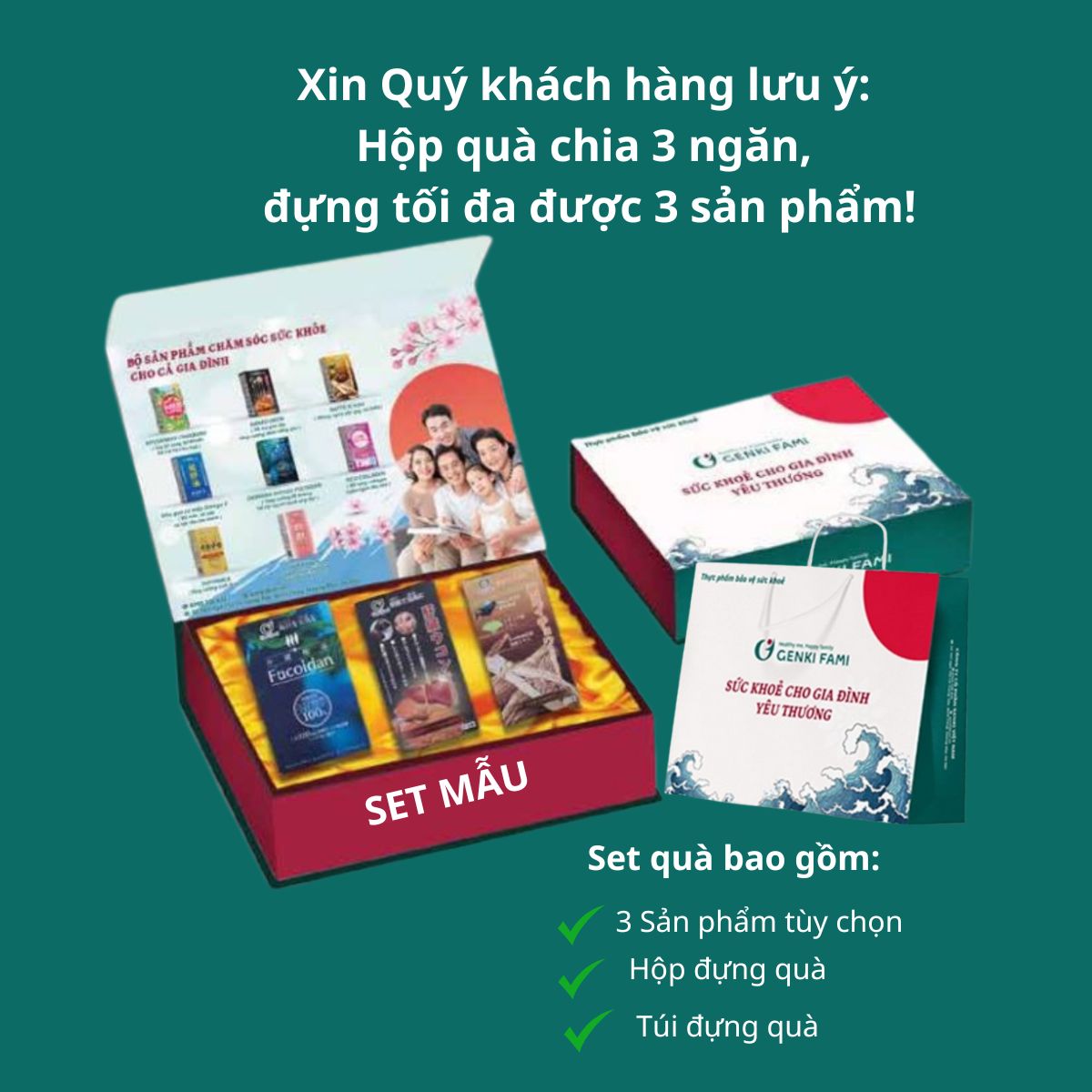 Set Quà Tặng Thăng Hoa Sức Khỏe, Tỏa Sáng Sắc Đẹp Thương Hiệu Genki Fami, Nhật Bản ( 3 Sản Phẩm Tùy Chọn)