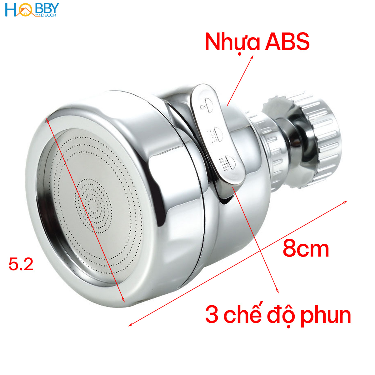 Đầu nối vòi rửa chén tăng áp 3 chế độ phun Hobby home decor VSTA5