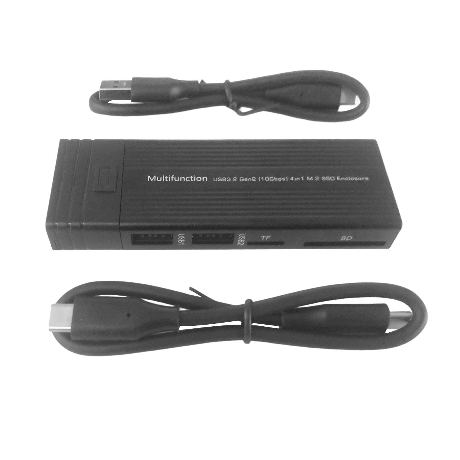 M.2 SSD Enclosure Type C 10 Gbps 6Gbps Compact Adapter for Laptop Black