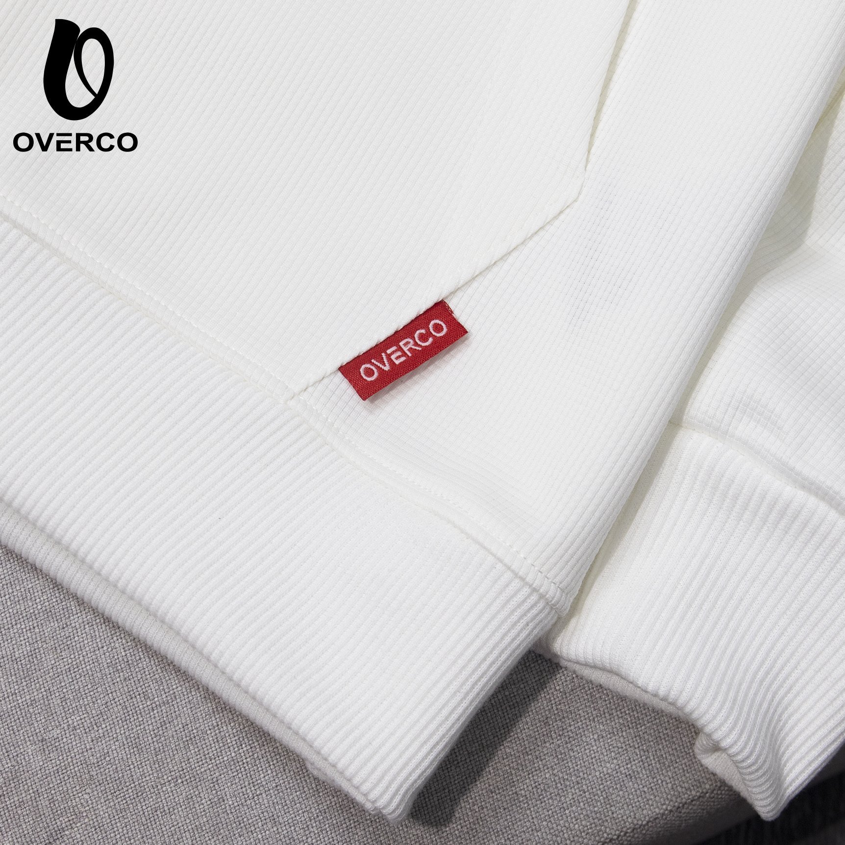 Áo khoác hoodie Overco kiểu dáng basic màu trắng