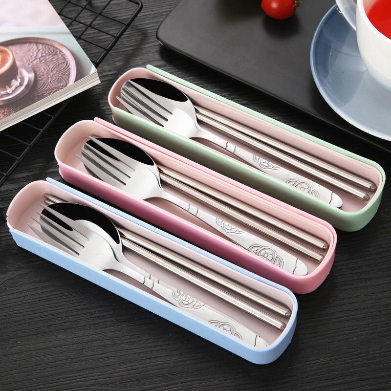 Bộ Đũa, Thìa, Dĩa Inox - Bộ Đũa Thìa Văn Phòng Du Lịch Tiện Lợi