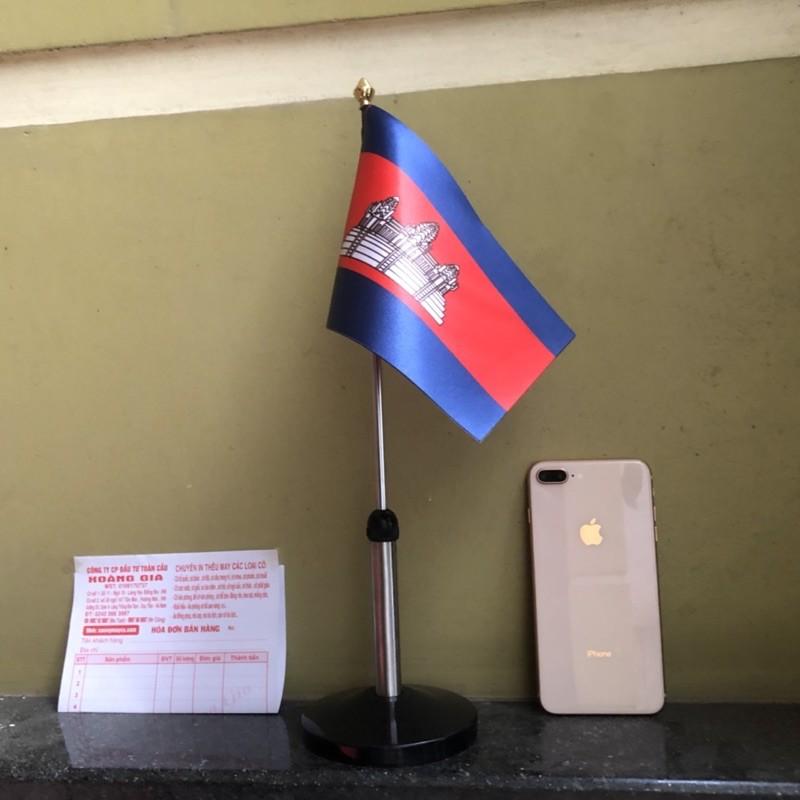 Cờ để bàn inox đen đơn Quốc kỳ Campuchia