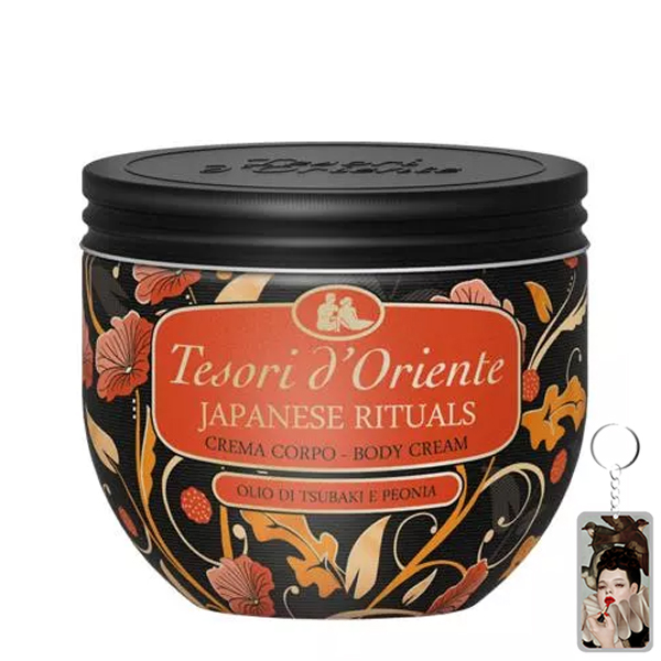 Kem dưỡng thể trắng da hoa trà Tesori D' Oriente Vaso Japan 300ml + Móc khóa