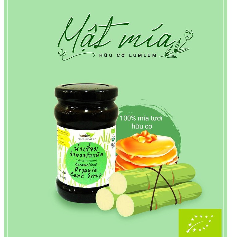 Mật mía hữu cơ Lumlum Organic Caramelized Sugarcane Syrup 260ml