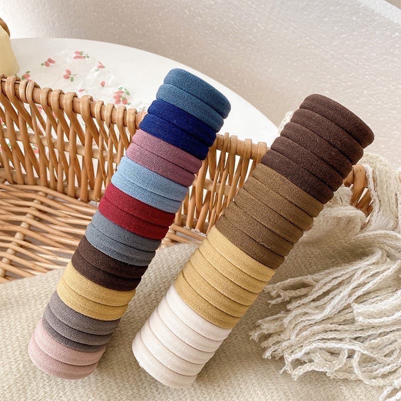Set 20 Dây Chun Buộc Tóc Siêu Xinh Đựng Trong Hộp Ống Trong Suốt Tiện Lợi - Egreen Dùng 1 Lần
