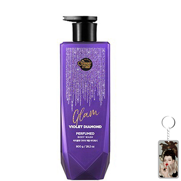 Sữa tắm nước hoa hương hoa và gỗ Showermate Glam Violet Diamond Hàn Quốc 800ml tặng kèm móc khóa