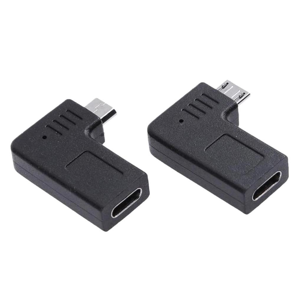 2X 90 Degree Micro USB Male To Type C Female Adapter For Samsung S7,Huawei