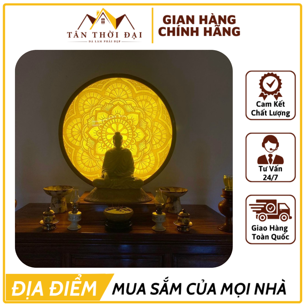 Tranh Trúc Chỉ Tròn Cao Cấp Treo Gian Thờ, Tranh Trúc Chỉ, Đèn Hào Quang, Trang Trí Bàn Thờ, Gia Tiên, Tượng Phật