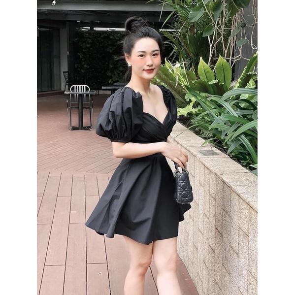 Váy Thô Cổ V Tay Phồng 3 Màu Siêu Xinh Có Ảnh Thật Kèm Video