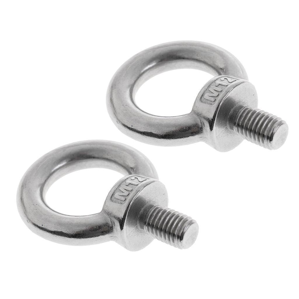 M12 Threaded Eyebolt Stainless Steel Shoulder Lifting Eye Bolt Marine M12x20mm Pack of 2