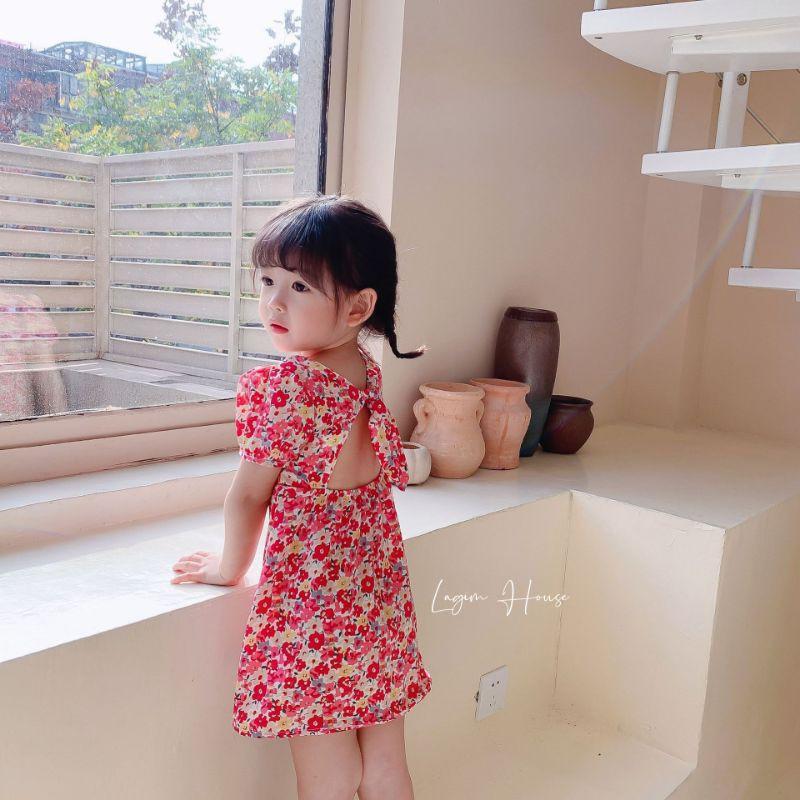 Váy hoa nhí thắt nơ lưng cho bé gái - Lagim House