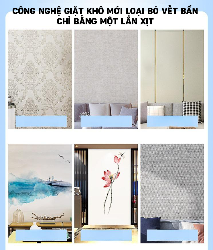 (280ml) Bọt Làm Sạch Vết Ố Bẩn Giấy Lụa Dán Tường 280ml - Xóa Vết Bẩn, Ố Vàng, Giữ Sáng Đẹp Tường - Hàng Nhập Khẩu