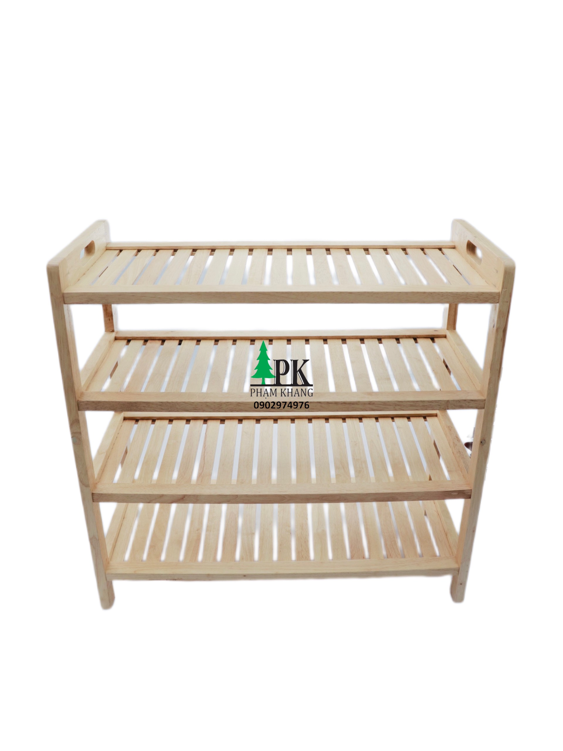 Kệ giày dép 4 tầng Start Decor - Gỗ cao su tự nhiên - Màu Gỗ Tự Nhiên/ Vàng Cherry - Kích thước rộng 64 cm/ 70 cm